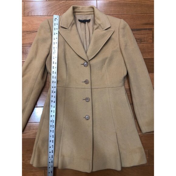 Antonio Melani Camel Wool Blend Peacoat Pleated Back & Button Front Size 6 - Picture 4 of 7